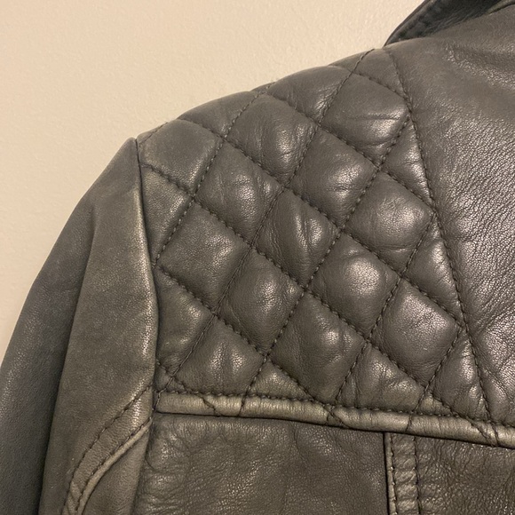 SOLD All Saints Charcoal Leather Moto Jacket - Picture 15 of 15